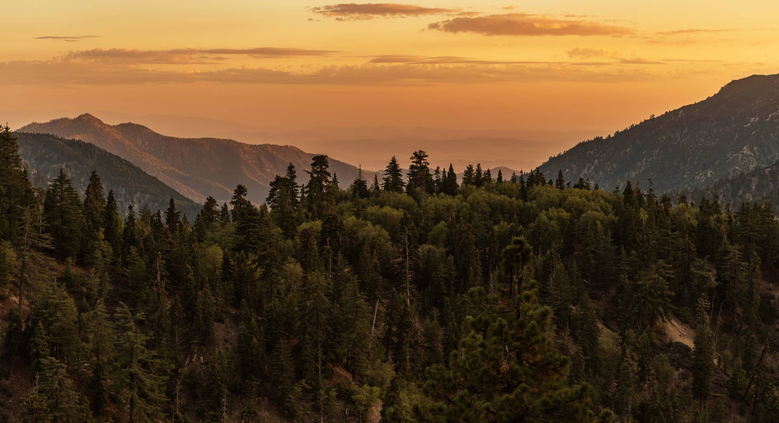 Scenic California San Bernardino National Forest Mountains Sunset. Big Bear Lake Area. United States of America.