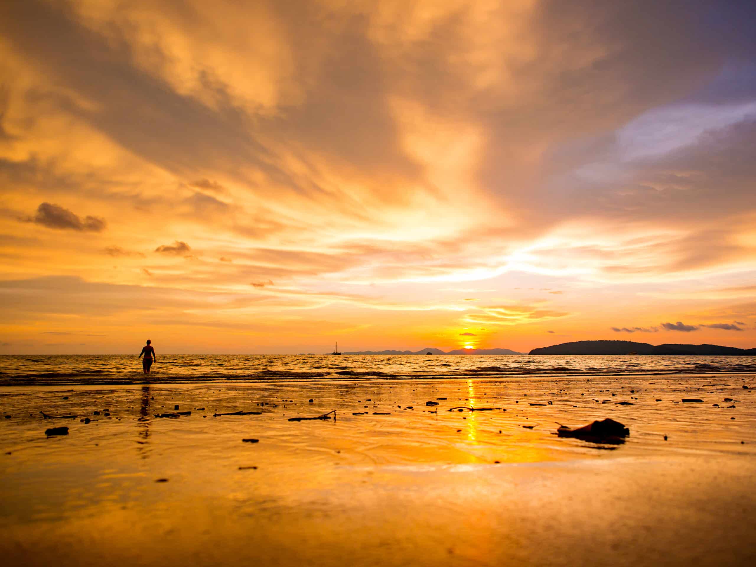 Tropical sunset on the beach.